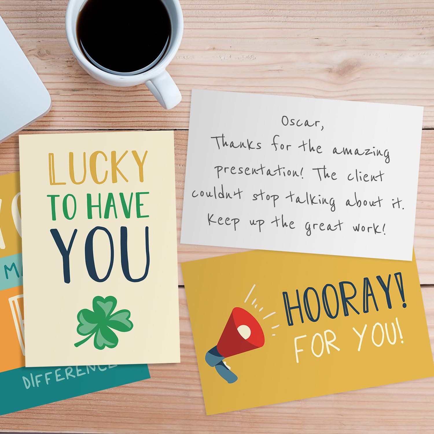 Canopy Street Large Workplace Appreciation Note Cards / 50 Encouragement Cards / 4" x 6" Flat Inspirational Cards With Blank Back / 25 Uplifting Designs/Made In The USA