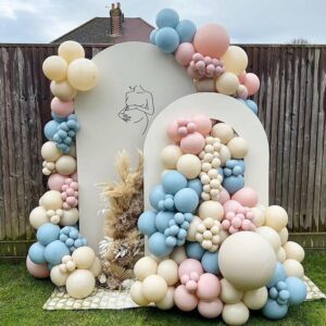 Twinkle Twinkle Little Star Party Decorations,127Pcs Dusty Pink Misty Blue Metallic Gold Balloon Arch Garland Kit for Baby Shower Gender Reveal Boy or Girl Birthday Party Decorations