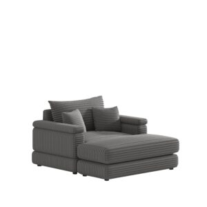 Deep Seat Convertible Modular Sectional Sofa with Movable Ottoman Sets, Comfy Corduroy Upholstered Cloud Couch with Detachable Seat&Back Cushion, Free Combination Corner Sofabed for Living Room