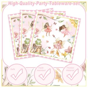 120PCS Fairy Party Supplies for Girls 1st 2rd First Birthday Fairies Enchanted Themed Baby Shower Party Decorations Garden flower Tableware Set Paper Plates Napkins Forks for 20 Guests