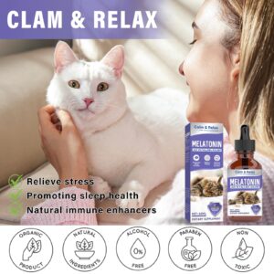 Atrilly Cat Melatonin, Melatonin for Cats, Natural Cat Calming Drops, Anxiety & Stress Relief, Promote Relaxation & Deep Sleep for Cat & Dog, 60ml, Purple