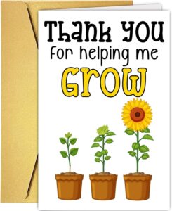 onechi thank you for helping me grow card, great thank you card for teachers mom dad, funny teacher appreciation gifts for women men, nice thank you gift ideas for him her, end of year card