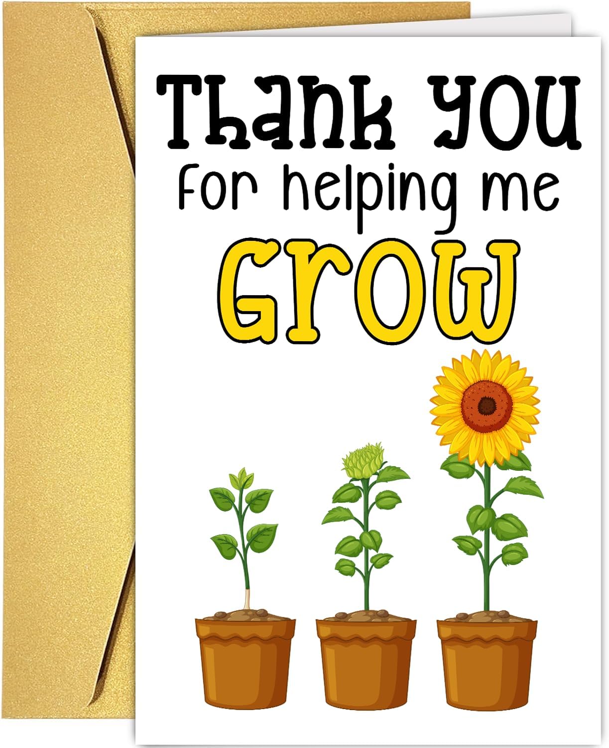 ONECHI Thank You for Helping Me Grow Card, Great Thank You Card for Teachers Mom Dad, Funny Teacher Appreciation Gifts for Women Men, Nice Thank You Gift Ideas for Him Her, End of Year Card