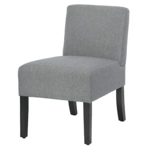 paylesshere living room chairs,modern armless accent chairs with solid wood legs, slipper chair makeup vanity chair fabric comfy upholstered arm chair accent chair side chair for living room, grey