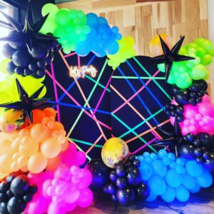 165Pcs UV Neon Balloon Arch Garland Kit for Glow in the Dark Party Decorations,UV Black Light Luminous Fluorescent Rainbow Balloons for Let's Glow Birthday Wedding Back to 80s 90s Disco Party Decor