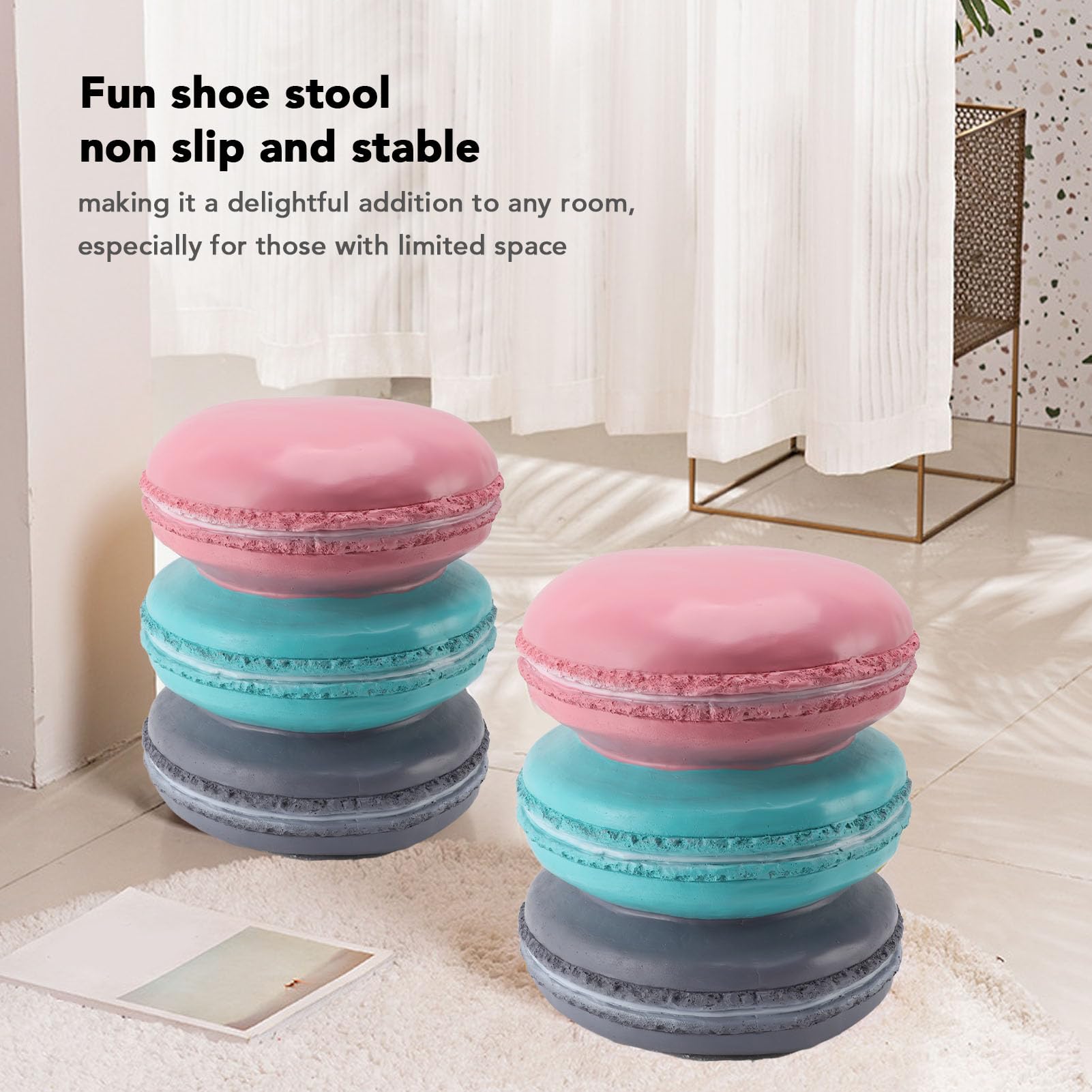 CHEOTIME Shoe Change Cute Stool Dount Shaped Stool for Kids Foot Rest Stool for Living Room Bedroom Macaron Biscuits Shaped