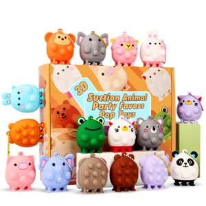 childfun 12 pcs party favors for kids,3d animal pop toys,goodie bags stuffers for kids,pinata stuffers carnival prizes,fidget toys bulk,prize treasure box toys for classroom,suction toys for toddlers