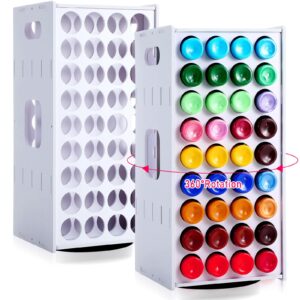 hicarer 2 pcs 72 holes craft paint storage rack spinning paint organizer tower vertical paint rack stand compatible with apple barrel compatible with folkart, 2oz craft paints art supplies