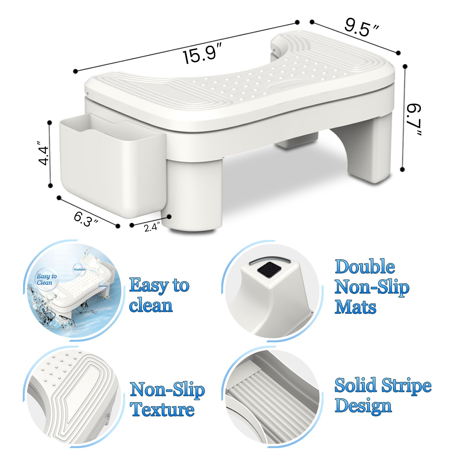 Toilet Stool Squat Adult, Height Adjustable Poop Stool for Bathroom with Storage Box, Portable Non-Slip Potty Step Stool for Adults, Improve Squatting Posture - Bowel Health & Relieves Constipation