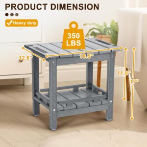 NALONE Shower Bench, HDPE Shower Benches for Inside Shower, Small Shower Chair Seat for Shaving Legs with Storage Shelf & Handles, Indoor and Outdoor Use (Grey)