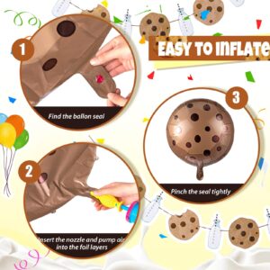 JellyArch 10 Pcs Cookies and Milk Party Decorations Include 8 Pcs 21 Inch Chocolate Chip Cookie Balloons and 2 Pcs Cookies Milk Birthday Party Garland for Cookie Birthday Decorations Baby Shower