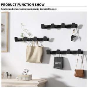 Coat Rack Wall Mount Coat Hooks - Black Hook Rack Wall Mount with 4 Hooks Aluminum Wall Rack Hooks for Hanging Coat Hat Bag Towel Hanger Rustproof Coat Holder