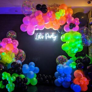 165Pcs UV Neon Balloon Arch Garland Kit for Glow in the Dark Party Decorations,UV Black Light Luminous Fluorescent Rainbow Balloons for Let's Glow Birthday Wedding Back to 80s 90s Disco Party Decor