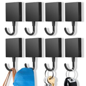 8 pack adhesive hooks, wall key hooks with strong adhesive pad, plastic key holder, hooks for hanging for coat hooks, key hooks, hat hooks, adhesive wall hooks for bedroom bathroom kitchen