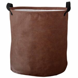 laundry basket vintage brown leather texture,waterproof collapsible clothes hamper farmhouse style,large storage bag for bedroom bathroom