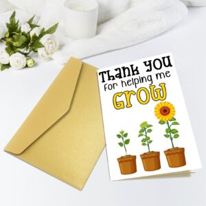 ONECHI Thank You for Helping Me Grow Card, Great Thank You Card for Teachers Mom Dad, Funny Teacher Appreciation Gifts for Women Men, Nice Thank You Gift Ideas for Him Her, End of Year Card