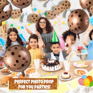 JellyArch 10 Pcs Cookies and Milk Party Decorations Include 8 Pcs 21 Inch Chocolate Chip Cookie Balloons and 2 Pcs Cookies Milk Birthday Party Garland for Cookie Birthday Decorations Baby Shower