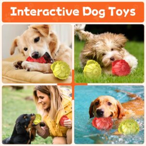 WOWBALA Dog Ball Toys 2Pack : Large Dog Chew Toys for Aggressive Chewers - Tough Pool Floating Dog Balls - Hard Rubber Dog Squeaky Toys for Small,Medium,Large Dogs