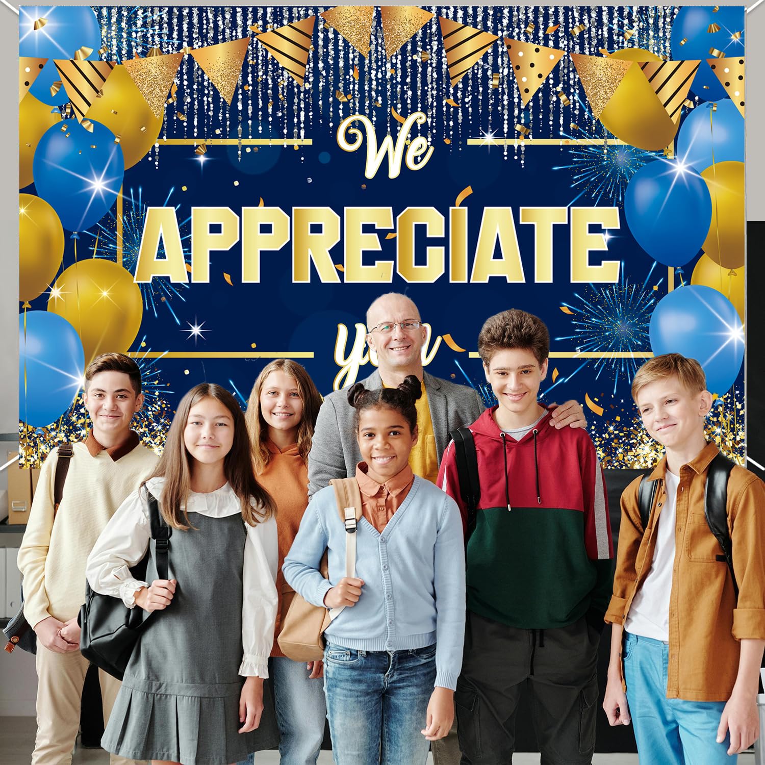 Thank You Banner We Appreciate You Banner Employee Appreciation Banner Decorations Teacher Volunteer Staff Pastor Graduation Nurses Gifts Thank You for All You Do Celebration Party Backdrop, 6 x 4 ft