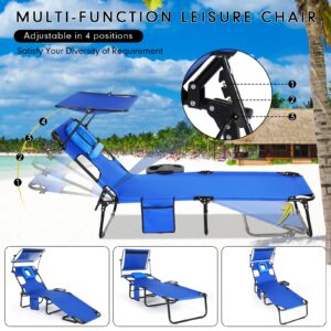 Menkxi Tanning Chair with Face Hole, Heavy Duty Folding Chaise Lounge Chair Supports 551LBS Weight Portable Lay Flat Chair with Arm Hole for Beach Camping Patio Pool Sunbathing Reading(75 Inches)