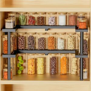 Gaussra Spice Rack Organizer for Cabinet, 2 Tiers Expandable & Stackable Metal Seasoning Organizer, Premium Spice Organization for Cabinet In Home Organization