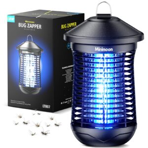 minimoon bug zapper outdoor 4000v electric mosquito zapper plug-in fly zapper with 18w replaceable bulb,5.9 ft power cord, fly traps outdoor for backyard patio balcony garage