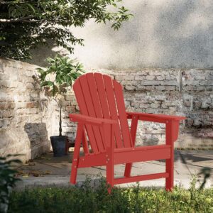 Adirondack Chairs, HDPE All-Weather Adirondack Chair, Fire Pit Chairs (Traditional) (1, Red)