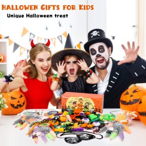 POPGIFTU Halloween Party Favors for Kids, 24 Pack (242PCS) Gloves Stuffed Toys Bulk, Non-Candy Halloween Treat Bags Fillers for Halloween Party Supplies Pinata Classroom Prizes