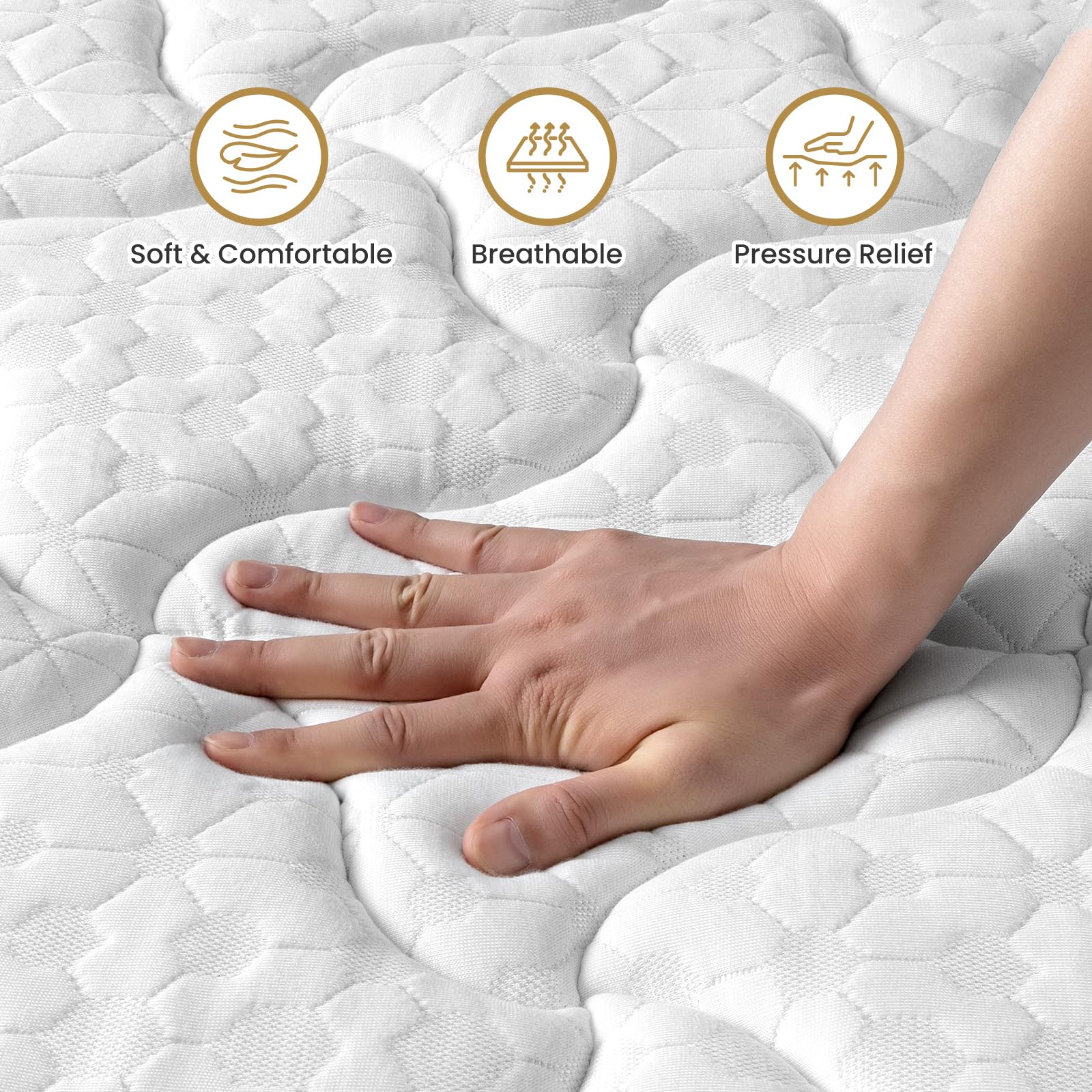 BedStory 14 Inch Queen Mattress, Innerspring Hybrid Mattress with Gel Memory Foam Individual Wrapped Coils Bed Mattress Medium Firm for Pressure Relief CertiPUR-US Certified 60 x 80 Inch