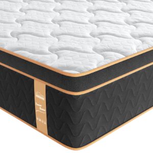 bedstory 14 inch queen mattress, innerspring hybrid mattress with gel memory foam individual wrapped coils bed mattress medium firm for pressure relief certipur-us certified 60 x 80 inch