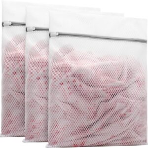 3Pcs Durable Fine Mesh Washer Bags For Delicate Clothes. Suitable For Full-size Washing Machines and Portable Washing Machines, 12 x 16 inches (XYD-6)