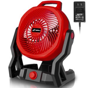 heinpro battery powered fan for milwaukee m18 18v battery with ac adapter (no battery), up to 650 cfm cordless fan,variable speed battery operated fan,low noise 30db portable fan, jobsite camping fan