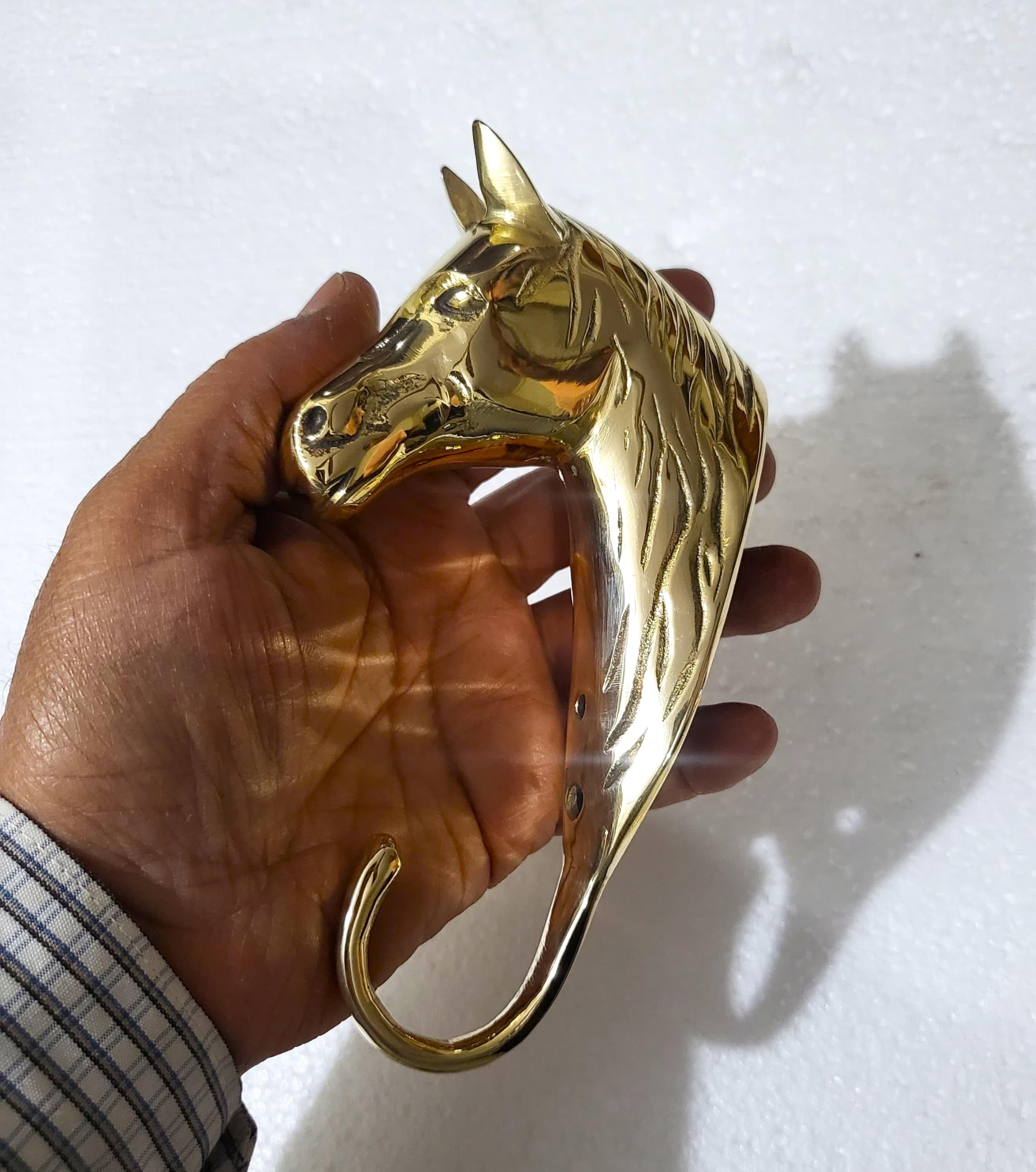 Brass Horse Head Wall Mount Hooks Set of 2 Pieces Sculpture Unique A Excellent Item for Home | Office | Restaurant Decorative Item Statue Coat Hook by INDIAART12