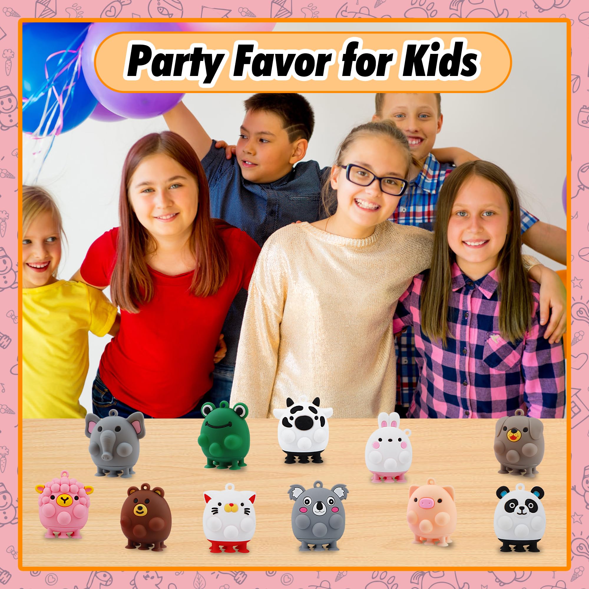 ChildFun 12 PCS Party Favors for Kids,3D Animal Pop Toys,Goodie Bags Stuffers for Kids,Pinata Stuffers Carnival Prizes,Fidget Toys Bulk,Prize Treasure Box Toys for Classroom,Suction Toys for Toddlers