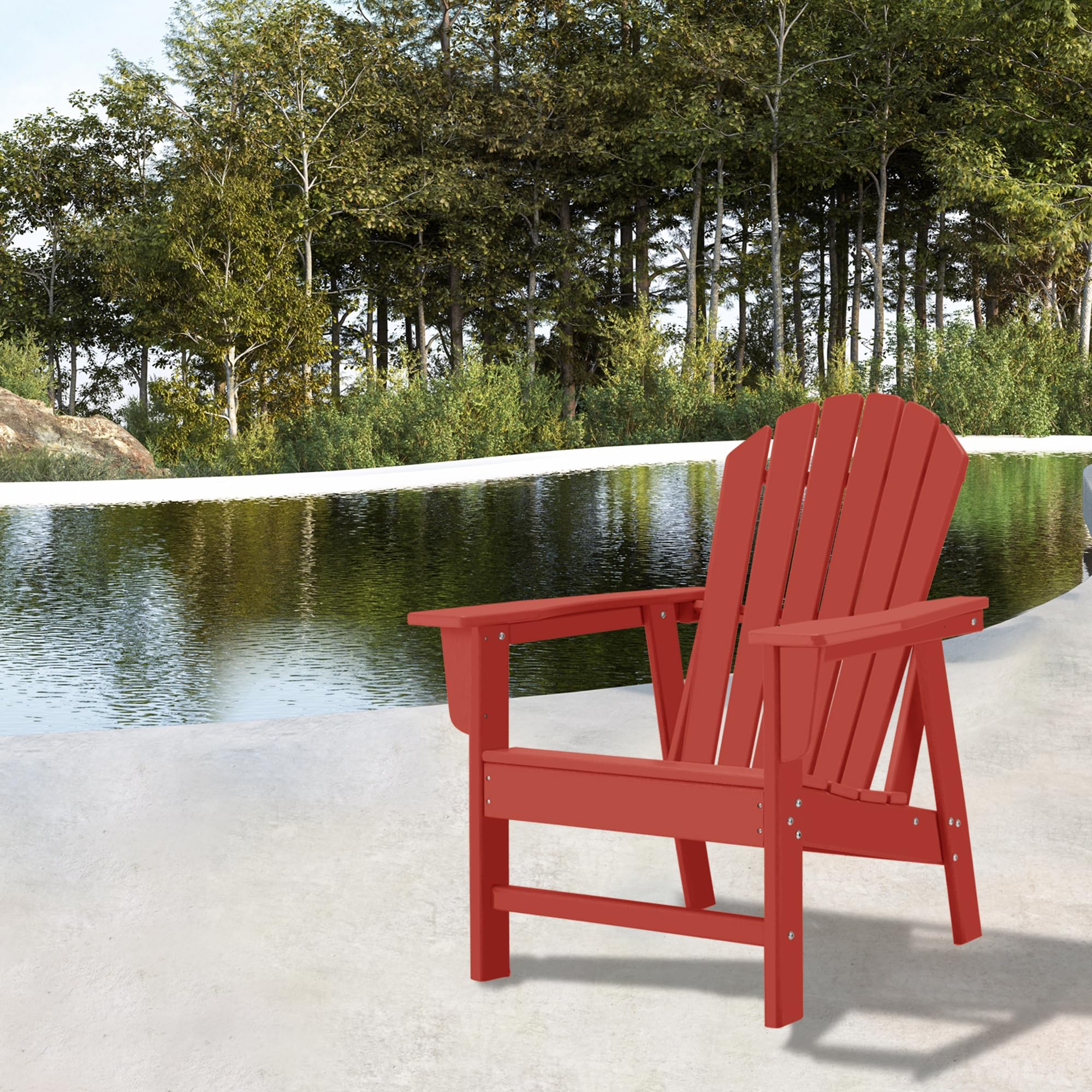 Adirondack Chairs, HDPE All-Weather Adirondack Chair, Fire Pit Chairs (Traditional) (1, Red)