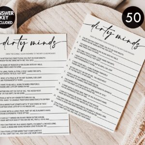 All Ewired Up 50 Funny Bridal Shower Game Dirty Minds Game (50-Cards) Bachelorette Party Wedding Engagement Rehearsal Dinner Activity, Minimalist