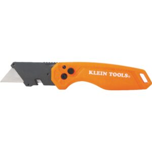 Klein Tools 44312 2-Piece Folding Utility Knife and Slide-Out Knife Set, FLICKBLADE, Retractable with On-Tool Blade Storage, Includes 5 Blades