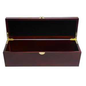 Lutong Wooden Storage Box with Hinged Lid and Front Clasp for Craft Gifts storage box - 14.29" x 4.41" x 4.6" - Brown color