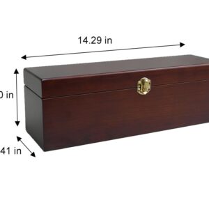 Lutong Wooden Storage Box with Hinged Lid and Front Clasp for Craft Gifts storage box - 14.29" x 4.41" x 4.6" - Brown color