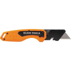 Klein Tools 44312 2-Piece Folding Utility Knife and Slide-Out Knife Set, FLICKBLADE, Retractable with On-Tool Blade Storage, Includes 5 Blades