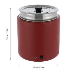 2 Pcs Electric Stainless Steel Soup Warmer Pot 10L Large Capacity Soup Kettle with Lid Portable Round Food Warmer Perfect for Buffet Restaurant Wedding Party Catering (Red)