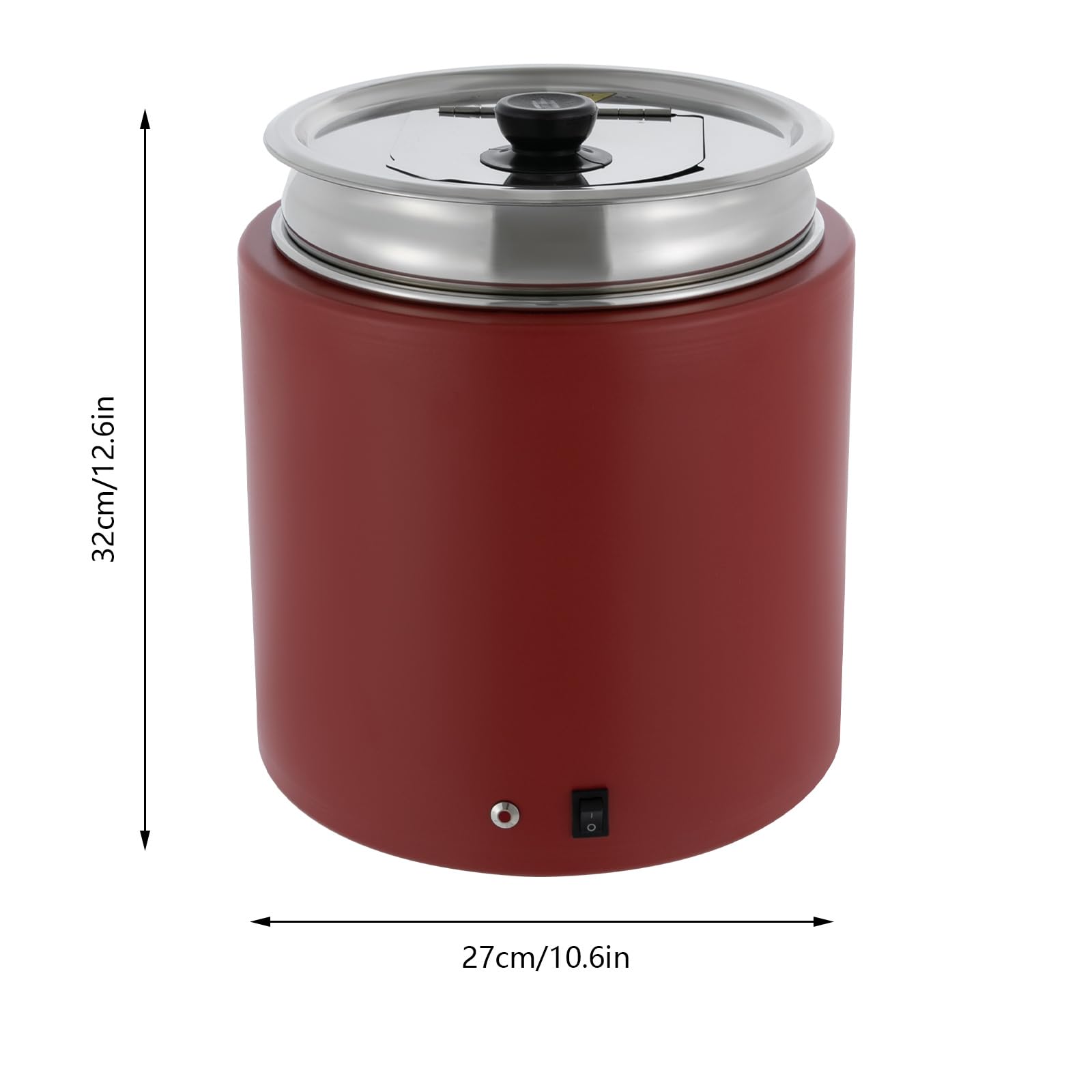 2 Pcs Electric Stainless Steel Soup Warmer Pot 10L Large Capacity Soup Kettle with Lid Portable Round Food Warmer Perfect for Buffet Restaurant Wedding Party Catering (Red)