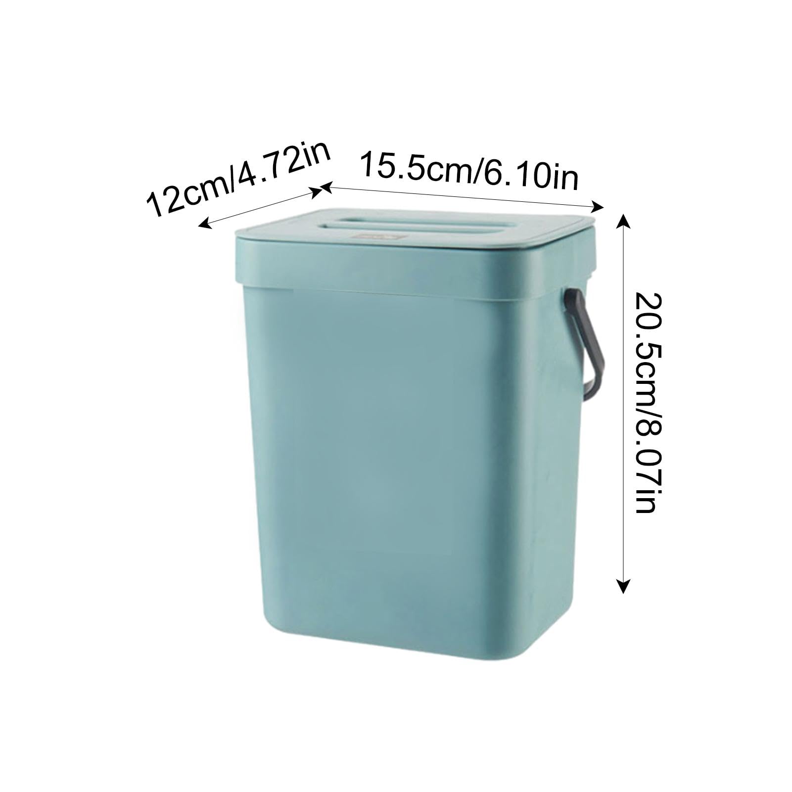 1/2 Hanging Trash Can - Mountable Small Waste Bin, Countertop Compost Bin with Lid | Portable Food Waste Bucket, Household Wall Mounted Garbage Can for Counter Top & Under Sink, PP, Blue,3L