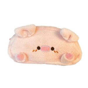 irlocy cute pig pencil case kawaii pencil case plush pencil pouch fluffy kawaii aesthetic supplies (pink)