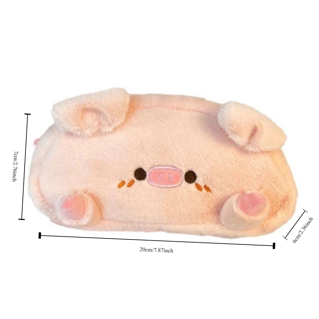 irLocy Cute Pig Pencil Case Kawaii Pencil Case Plush Pencil Pouch Fluffy Kawaii Aesthetic Supplies (pink)