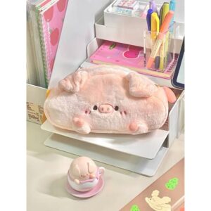 irLocy Cute Pig Pencil Case Kawaii Pencil Case Plush Pencil Pouch Fluffy Kawaii Aesthetic Supplies (pink)