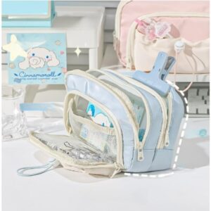 irLocy Cute Aesthetic Pencil Case Kawaii Pencil Case with Kawaii Pins Large Pencil Pouch Holder Preppy Supplies (blue)