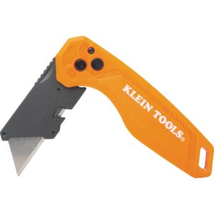 Klein Tools 44312 2-Piece Folding Utility Knife and Slide-Out Knife Set, FLICKBLADE, Retractable with On-Tool Blade Storage, Includes 5 Blades