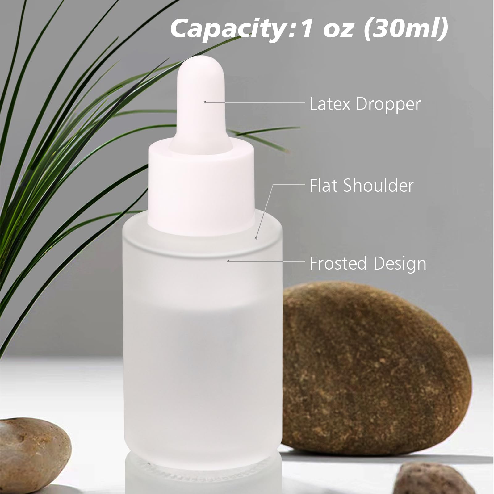 Matifaner 1 oz Glass Dropper Bottle,30ml Essential Oil bottles Frosted, 30ml Clear Frosted Essential Oil Bottle with Glass Eye Dropper for Essential Oil,Tincture (20 pcs) (Frosted)