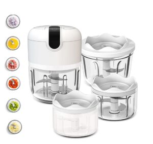 disxent white 3 cup cordless mini food chopper,small food processor mini for garlic,nut,meat(100+250+350ml), cq3654